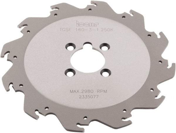 Iscar - Arbor Hole Connection, 0.118" Cutting Width, 2.05" Depth of Cut, 0.098" Cutter Diam, 1-1/4" Hole Diam, 8 Tooth Indexable Slotting Cutter - TGSF Toolholder, TAG N3 Insert - Americas Industrial Supply