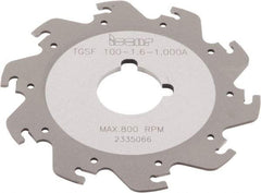 Iscar - Arbor Hole Connection, 1/16" Cutting Width, 1.181" Depth of Cut, 3-15/16" Cutter Diam, 1" Hole Diam, 10 Tooth Indexable Slotting Cutter - TGSF Toolholder, TAG N-A, TAG N-C/W/M, TAG N-J/JS/JT, TAG N-LF, TAG N-MF, TAG N-UT Insert - Americas Industrial Supply