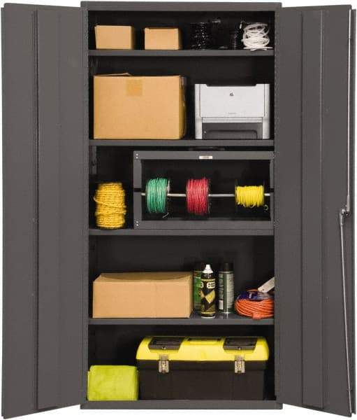 Durham - 4 Shelf Locking Storage Cabinet - Steel, 36" Wide x 18" Deep x 72" High, Gray - Americas Industrial Supply