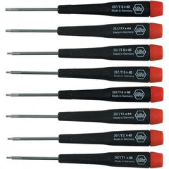 Wiha - 8 Piece Torx Screwdriver Set - Bit Sizes: Torx T1, T2, T3, T4, T5, T6, T-7 & T-8 - Americas Industrial Supply