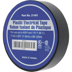 Value Collection - 3/4" x 66', Black Vinyl Electrical Tape - 7 mil Thick - Americas Industrial Supply