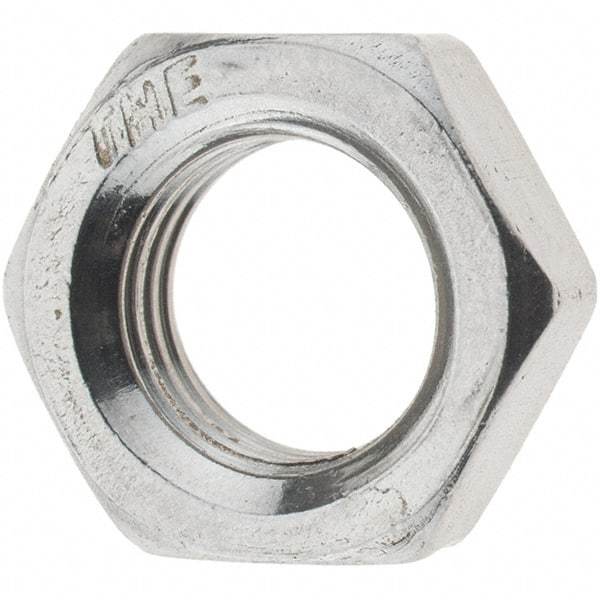 Value Collection - 3/8-24 UNF Stainless Steel Right Hand Hex Jam Nut - 9/16" Across Flats, 7/32" High, Uncoated - Americas Industrial Supply