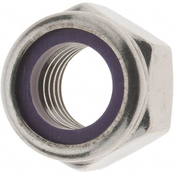 Value Collection - 1/2-13 UNC 18-8 Hex Lock Nut with Nylon Insert - 3/4" Width Across Flats, 39/64" High - Americas Industrial Supply