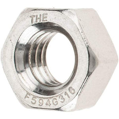 Value Collection - 5/16-18 UNC Stainless Steel Right Hand Hex Nut - 1/2" Across Flats, 17/64" High, Uncoated - Americas Industrial Supply