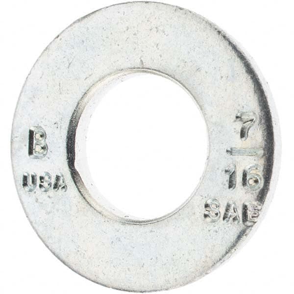 7/16″ Screw SAE & USS Flat Washer: Carbon Steel, Zinc-Plated Clear Chromate 15/32″ ID, 0.921″ OD, 3/32″ Thick