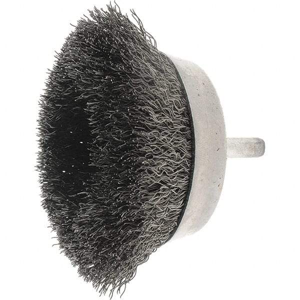 Weiler - 2-3/4" Diam, Steel Fill Cup Brush - 0.0118 Wire Diam, 7/8" Trim Length, 4,500 Max RPM - Americas Industrial Supply