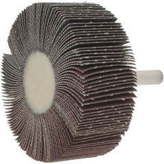 Value Collection - 2-1/2" Diam x 1" Face Width, Fine Aluminum Oxide Coated Mounted Flap Wheel - 1/4" Shank Mount, 120 Grit, 25,000 Max RPM - Americas Industrial Supply