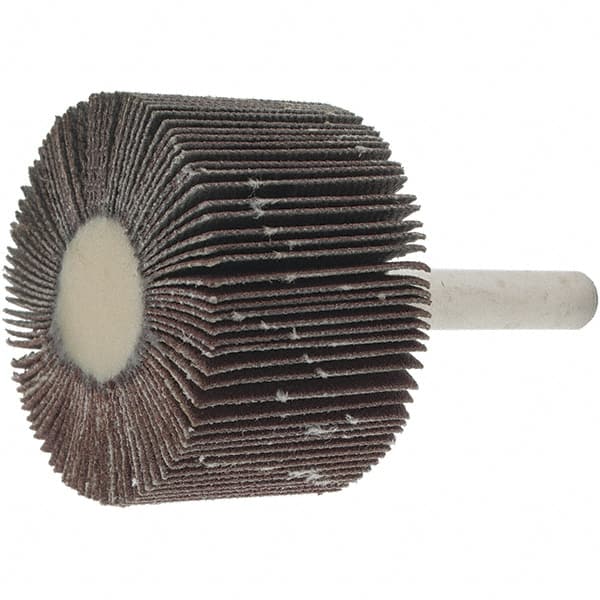 Value Collection - 1-1/2" Diam x 1" Face Width, Very Fine Aluminum Oxide Coated Mounted Flap Wheel - 1/4" Shank Mount, 180 Grit, 30,000 Max RPM - Americas Industrial Supply
