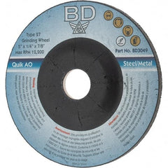Value Collection - 5" Wheel Diam, 1/4" Wheel Thickness, Type 27 Depressed Center Wheel - Aluminum Oxide, 12,200 Max RPM - Americas Industrial Supply