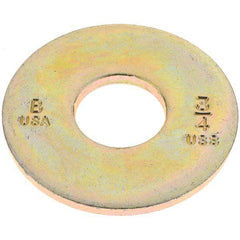 3/4″ Screw USS Flat Washer: Carbon Steel, Zinc-Plated Yellow Chromate 25/32″ ID, 2″ OD, 9/64″ Thick