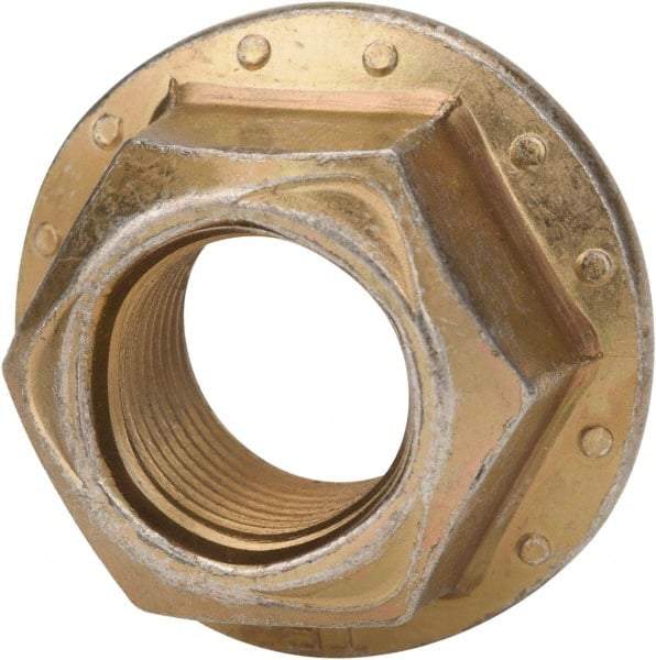 Made in USA - 5/16-24 Grade 8 Steel Hex Flange Lock Nut - Zinc Yellow Dichromate Finish - Americas Industrial Supply