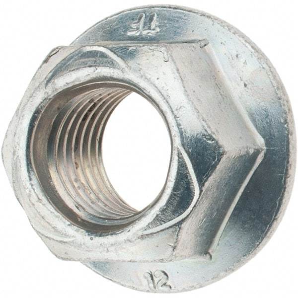 Made in USA - M16x2.00 Class 12 Steel Hex Flange Lock Nut - 18.3mm High, Cadium Plated with Wax Finish - Americas Industrial Supply