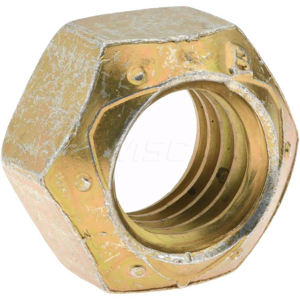 Hex Lock Nut: 5/16-18, Grade 9 Steel, Cadmium-Plated with Wax 0.263″ High, 1/2″ Width Across Flats, Right Hand Thread