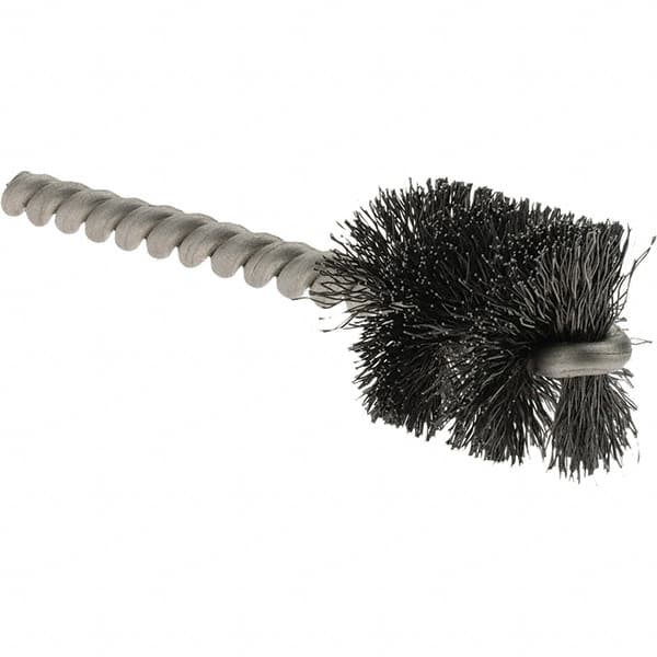 Weiler - 1" Diam Helical Steel Tube Brush - Single Spiral, 0.008" Filament Diam, 1" Brush Length, 3-1/2" OAL, 1/4" Diam Stainless Steel Shank - Americas Industrial Supply