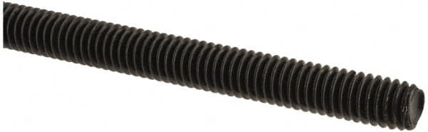 Value Collection - 5/16-18 UNC (Coarse), 6' Long, Medium Carbon Steel Threaded Rod - Black Oxide Finish, Right Hand Thread - Americas Industrial Supply