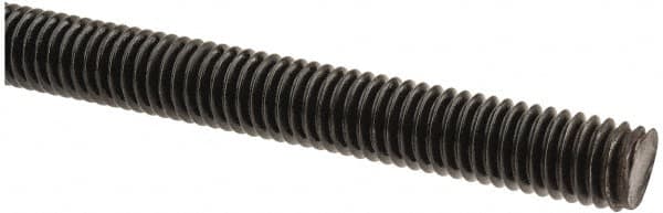 Value Collection - 3/8-16 UNC (Coarse), 6' Long, Medium Carbon Steel Threaded Rod - Black Oxide Finish, Right Hand Thread - Americas Industrial Supply