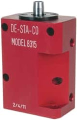 De-Sta-Co - 90 Lb Clamping Force, Right Hand Swing, 31.75mm Total Stroke, Single-Acting Pneumatic Swing Clamp - 1/8 NPT Port, 104.39mm Body Length x 38.1mm Body Width, 2.01 Cu In (Clamp), 2.26 Cu In (Unclamp), 130 Max psi - Americas Industrial Supply