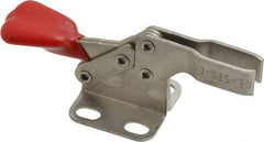 De-Sta-Co - 100 Lb Holding Capacity, Horizontal Handle, Manual Hold Down Toggle Clamp - 90° Handle Movement, 90° Bar Opening, U-Bar, Flanged Base, Electro-Plated Zinc, Stainless Steel - Americas Industrial Supply