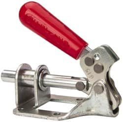 De-Sta-Co - 300 Lb Load Capacity, Flanged Base, Carbon Steel, Standard Straight Line Action Clamp - 4 Mounting Holes, 0.22" Mounting Hole Diam, 0.44" Plunger Diam, Straight Handle - Americas Industrial Supply