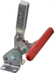 De-Sta-Co - 600 Lb Holding Capacity, Vertical Handle, Manual Hold Down Toggle Clamp - 58° Handle Movement, 103° Bar Opening, U-Bar, Flanged Base, Electro-Plated Zinc, Carbon Steel - Americas Industrial Supply