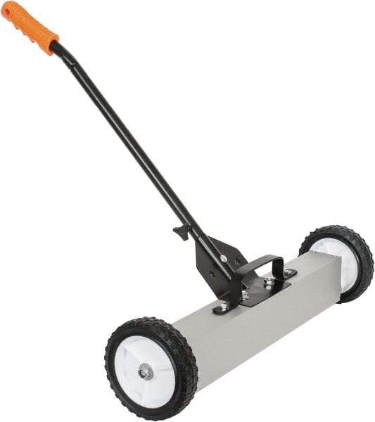 Shields Magnetics - 24" Long Push Magnetic Sweeper with Wheels - 6-13/16" Wide x 13" High x 48" Long, 7" Wheel Diam, 3/4 to 1-1/2" Clearance - Americas Industrial Supply