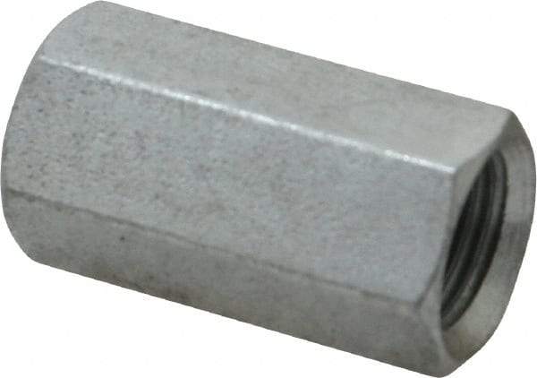 Value Collection - 1/2-20 UNF, 1-1/4" OAL Steel Standard Coupling Nut - Zinc-Plated Finish, 5/8" Width Across Flats - Americas Industrial Supply