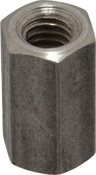 Made in USA - 5/16-18 UNC, 7/8" OAL Stainless Steel Standard Coupling Nut - 1/2" Width Across Flats - Americas Industrial Supply