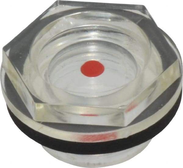 J.W. Winco - G 3/8 Thread, 19mm Distance Across Flats, Plastic Oil Level Sight Glasses - 22mm Flange Diameter, 7mm Length Under Head - Americas Industrial Supply