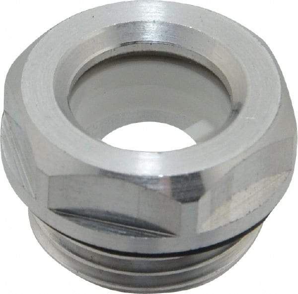 J.W. Winco - G 1/2 Thread, 23mm Distance Across Flats, Aluminum Oil Level Sight Glasses - 26mm Flange Diameter, 7.5mm Head Height, 8.5mm Length Under Head - Americas Industrial Supply