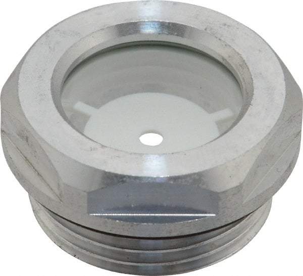 J.W. Winco - G 1 Thread, 36mm Distance Across Flats, Aluminum Oil Level Sight Glasses - 40mm Flange Diameter, 8.5mm Head Height, 11mm Length Under Head - Americas Industrial Supply