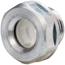 J.W. Winco - M16x1.5 Thread, 20mm Distance Across Flats, Aluminum Oil Level Sight Glasses - 22mm Flange Diameter, 7.5mm Head Height, 8mm Length Under Head - Americas Industrial Supply