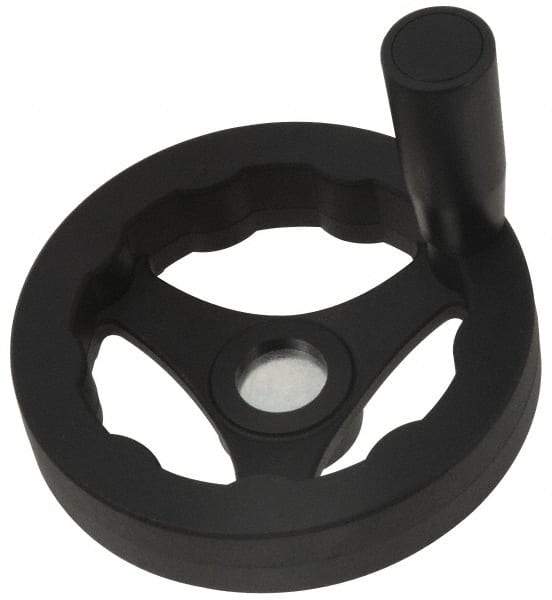 J.W. Winco - 100mm, Handwheel with Revolving Handle - 24mm Hub, Plastic, Plain Finish - Americas Industrial Supply