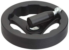 J.W. Winco - 125mm, Handwheel with Retractable Handle - 24mm Hub, Plastic, Plain Finish - Americas Industrial Supply