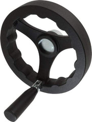 J.W. Winco - 160mm, Handwheel with Retractable Handle - 32mm Hub, Plastic, Plain Finish - Americas Industrial Supply