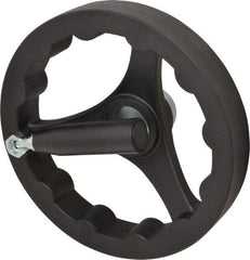 J.W. Winco - 200mm, Handwheel with Retractable Handle - 40mm Hub, Plastic, Plain Finish - Americas Industrial Supply