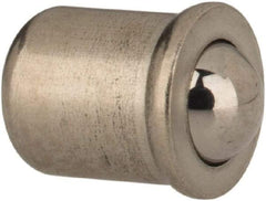 HALDER - 5mm Body Length x 4mm Body Diam, 2.5 N Init to 6 N Final End Force, Stainless Steel Press Fit Ball Plunger - 3mm Ball Diam, 1mm Max Ball Reach, 0.1mm Tolerance, 0.9mm Flange Thickness - Americas Industrial Supply