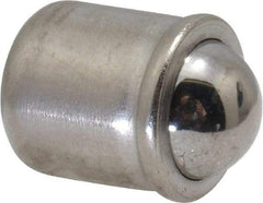 HALDER - 9mm Body Length x 8mm Body Diam, 7 N Init to 12.5 N Final End Force, Stainless Steel Press Fit Ball Plunger - 6.5mm Ball Diam, 2.4mm Max Ball Reach, 0.1mm Tolerance, 1.1mm Flange Thickness - Americas Industrial Supply