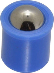 HALDER - 9mm Body Length x 8mm Body Diam, 10 N Init to 20.4 N Final End Force, Thermoplastic Press Fit Ball Plunger - 6.5mm Ball Diam, 1.9mm Max Ball Reach, 0.1mm Tolerance, 1mm Flange Thickness - Americas Industrial Supply