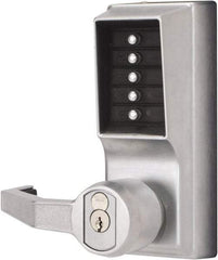 Kaba Access - Combination Entry Lever Lockset with Key Override - 2-3/4" Back Set, No Cylinder, Zamak3, Satin Chrome Finish - Americas Industrial Supply