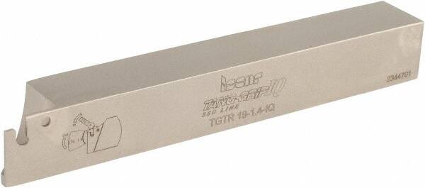 Iscar - External Thread, 0.5906" Max Depth of Cut, 1.4mm Min Groove Width, 140mm OAL, Right Hand Indexable Grooving Cutoff Toolholder - 3/4" Shank Height x 3/4" Shank Width, TAG Insert Style, TGT Toolholder Style, Series Tang-Grip - Americas Industrial Supply
