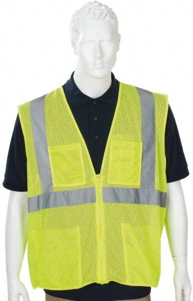 PIP - High Visibility Vest - CL2 ZIP FRONT LIME MED BARRIERE MESH FABRIC VEST - Americas Industrial Supply