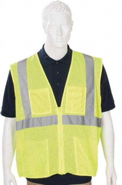 PIP - High Visibility Vest - CL2 ZIP FRONT LIME XL BARRIERE MESH FABRIC VEST - Americas Industrial Supply