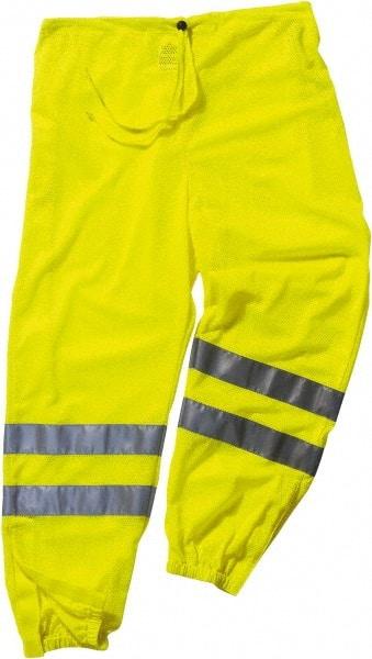 Ergodyne - Size 4X/5XL Polyester High-Visibility Pants - Drawstring Closure, No Pockets, 52" Waist, 45.5" Inseam, Lime - Americas Industrial Supply