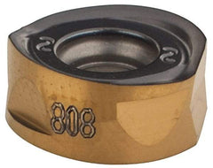 Iscar - H400 RNHU1004 AX Grade IC808 Carbide Milling Insert - TiAlN/AlTiN/TiN Finish, 0.185" Thick, 0.3622" Inscribed Circle, 5mm Corner Radius - Americas Industrial Supply