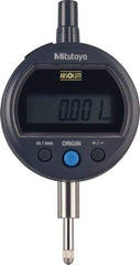 Mitutoyo - 0 to 12.7mm Range, 0.00005" Graduation, Electronic Drop Indicator - Flat Back, Accurate to 0.0001", English & Metric System, LCD Display - Americas Industrial Supply