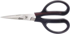 Clauss - 4" LOC, 7" OAL Stainless Steel Trimmers - Serrated, Plastic Coated Handle, For Paper, Fabric - Americas Industrial Supply