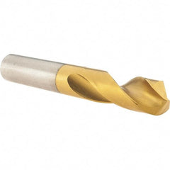 Guhring - 5/8" 118° Spiral Flute High Speed Steel Screw Machine Drill Bit - TiN Finish, Right Hand Cut, 58mm Flute Length, 115mm OAL, Standard Point, Straight Shank - Americas Industrial Supply