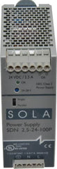 Sola/Hevi-Duty - 60 Watt, 2.50 Amp, 230 VAC Input, 24 VDC Output, DIN Rail Power Supply - 1.97 Inch Wide x 4.55 Inch Deep x 4.88 Inch High, Up to 87.5% Efficiency, 14 to 140°F, Green LED - Americas Industrial Supply