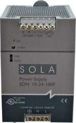 Sola/Hevi-Duty - 240 Watt, 10 Amp, 230 VAC Input, 24 VDC Output, DIN Rail Power Supply - 3.26 Inch Wide x 4.55 Inch Deep x 4.88 Inch High, Up to 88% Efficiency, 14 to 140°F, Green LED - Americas Industrial Supply