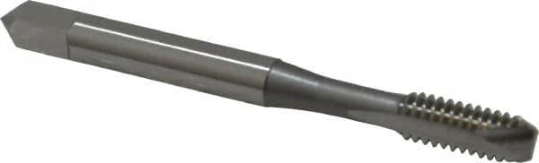 OSG - #12-24 UNC, 2 Flute, Bright Finish, High Speed Steel Spiral Point Tap - Bottoming Chamfer, Right Hand Thread, 2-3/8" OAL, 15/16" Thread Length, 0.22" Shank Diam, 2B/3B Class of Fit, Series 105B - Exact Industrial Supply